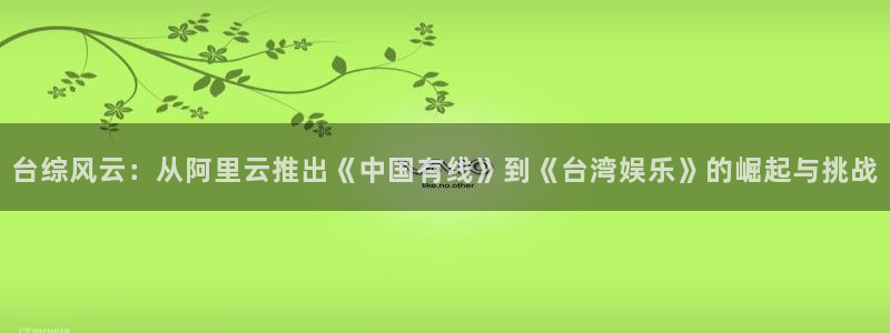 意昂3代理：台综风云：从阿里云推出《中国有线》到《台湾娱乐》的崛起与挑战